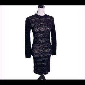 Alice & Olivia Scoop Blace Lacy Bodycon Long Sleeve Stretch Dress Womens Size 4